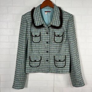 Tapemeasure Womens Tweed Blazer Size M Pit to Pit 19 inches y2k